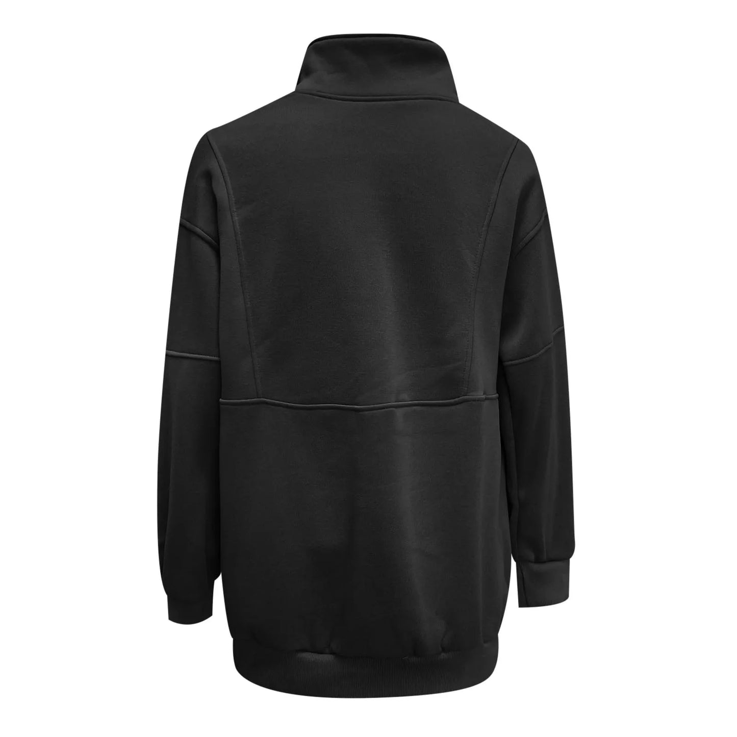 Black OVersize Loose Casual Women Sweatshirts 2024 Spring Autumn Fashion Long Sleeve Half Zipper Stand Collar Sportwear Pullover
